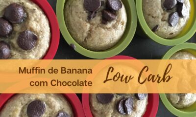 Muffin de Banana Low Carb com Chocolate